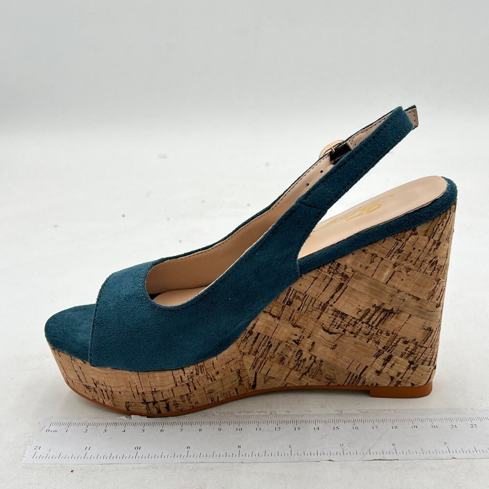Blue Cork Wedge Slingback - Women